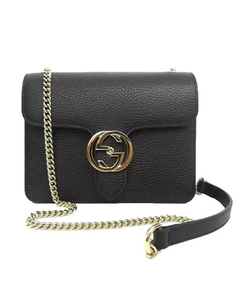 Small GG crossbody bag in grey and black GG leather 